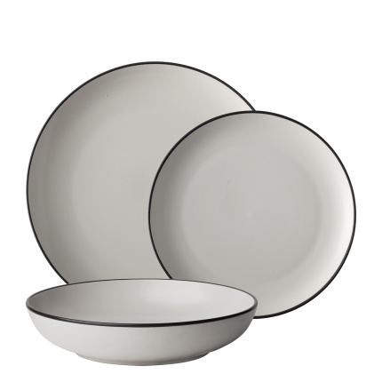 Plate set 12 pcs — Elements Yin & Yang white