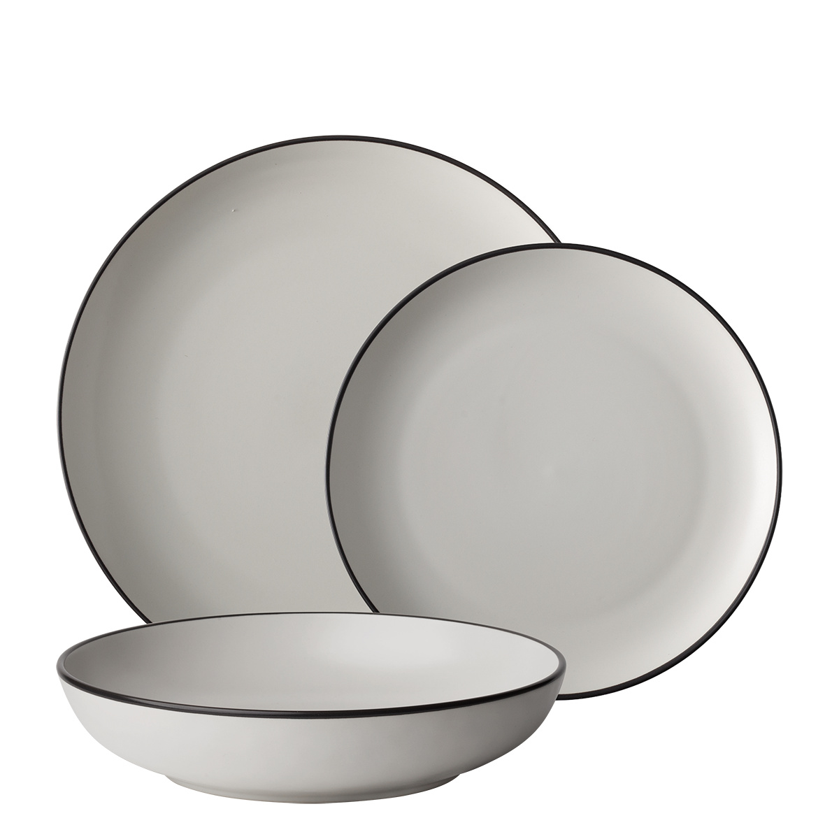 Plate set 12 pcs — Elements Yin & Yang white