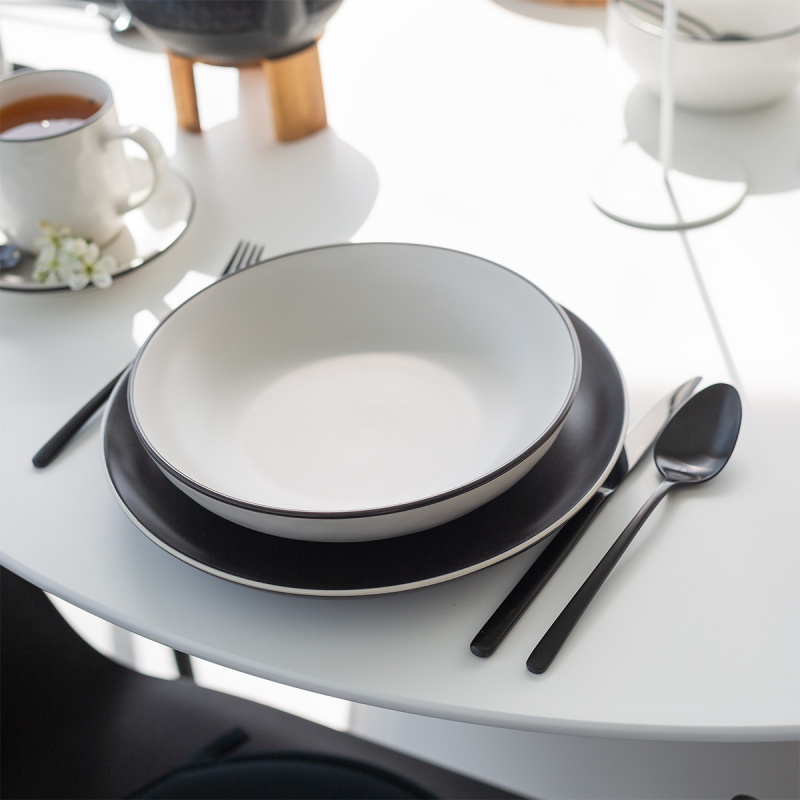 Deep plate 22.8 cm — Elements Yin & Yang white