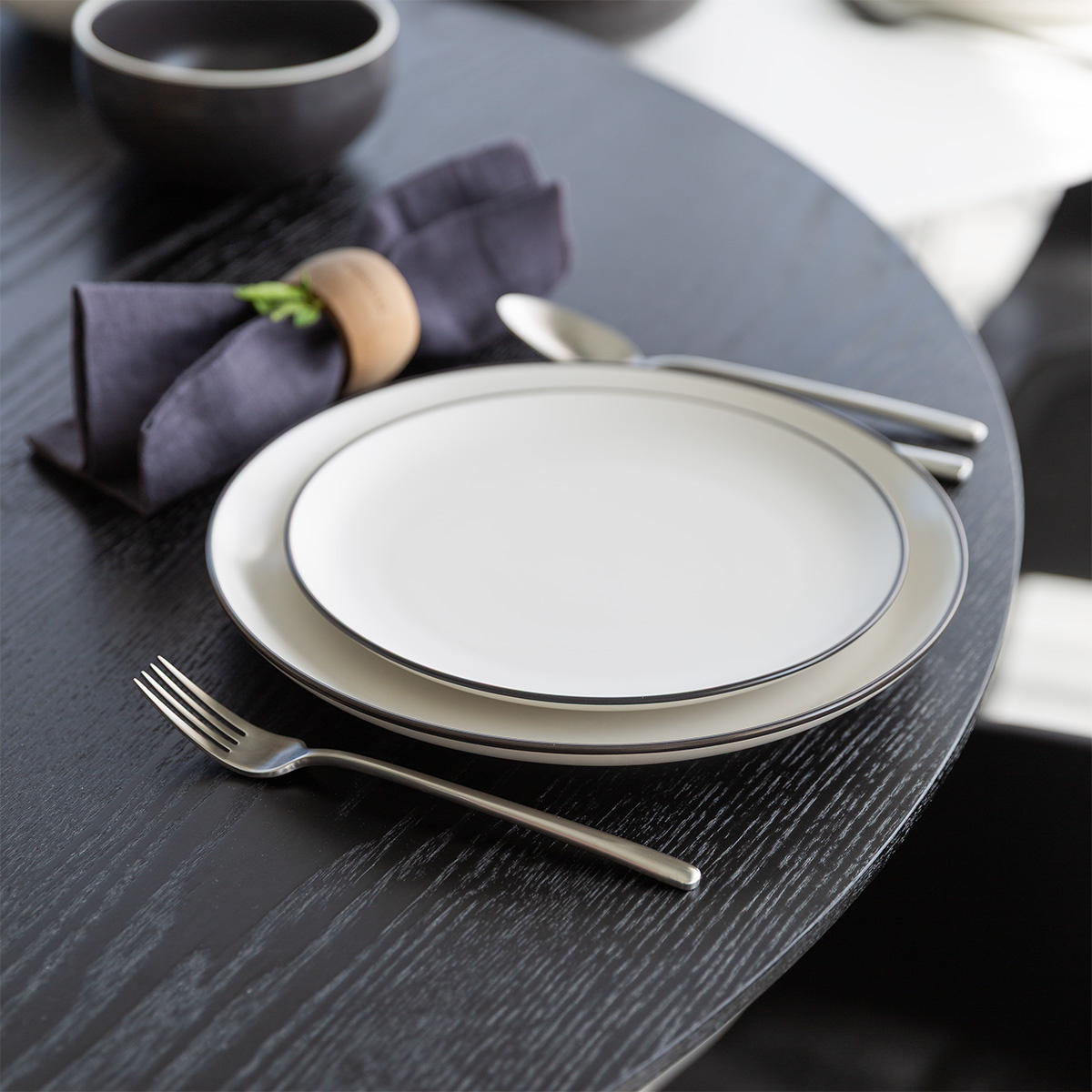 Flat plate 27 cm — Elements Yin & Yang white