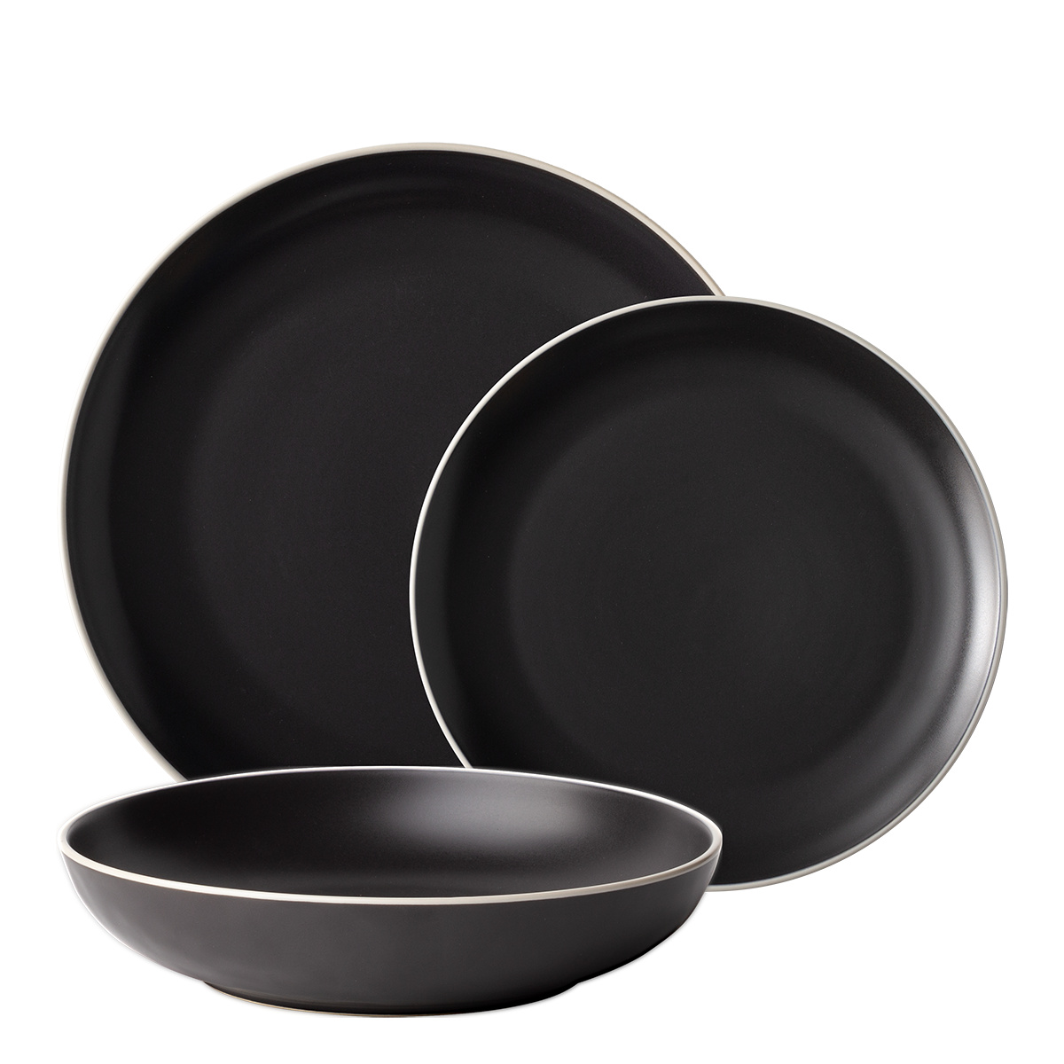 Plate set 12 pcs — Elements Yin & Yang black