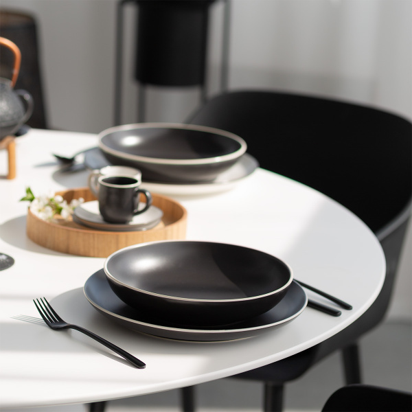Flat plate 27 cm — Elements Yin & Yang black