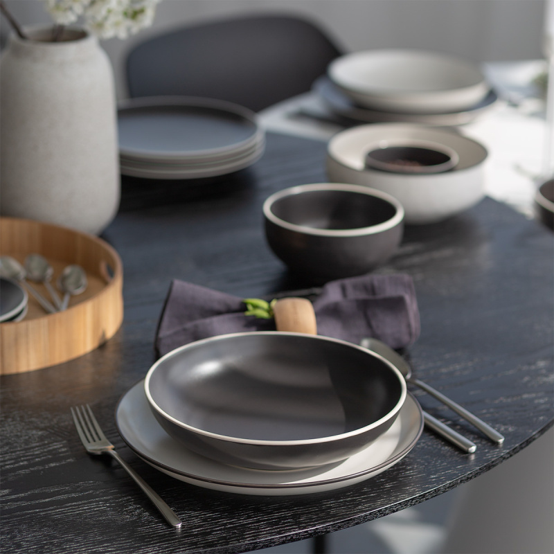 Deep plate 22.8 cm — Elements Yin & Yang black