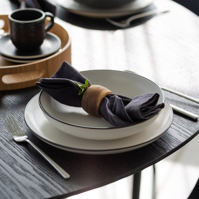Deep plate 22.8 cm — Elements Yin & Yang white