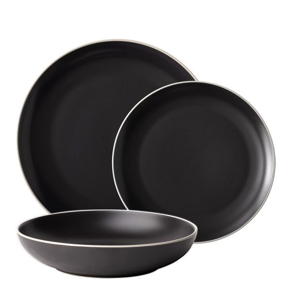 Plate set 18 pcs | Elements Yin & Yang black