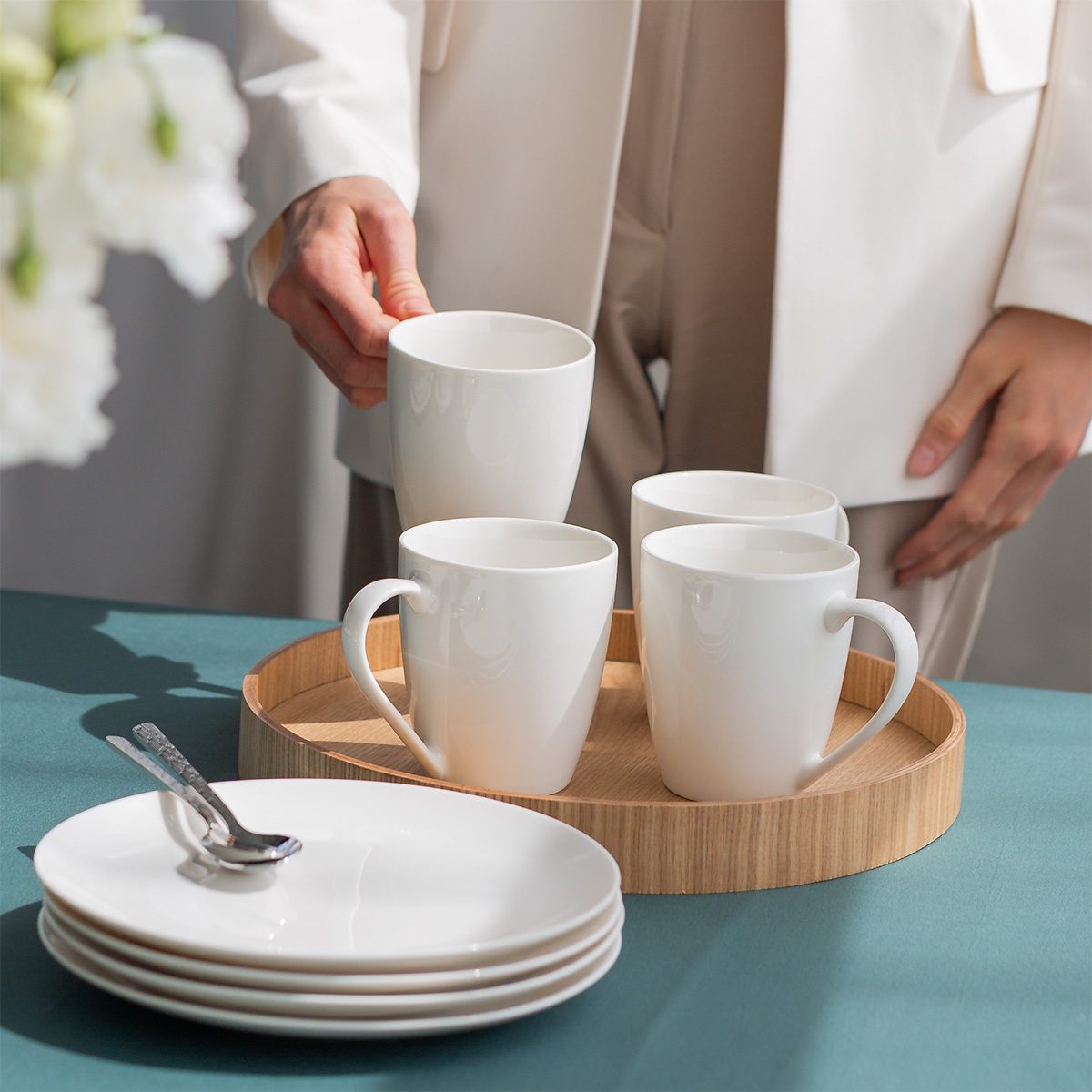 Set in porcellana 28 pezzi Flow bianco | Lunasol