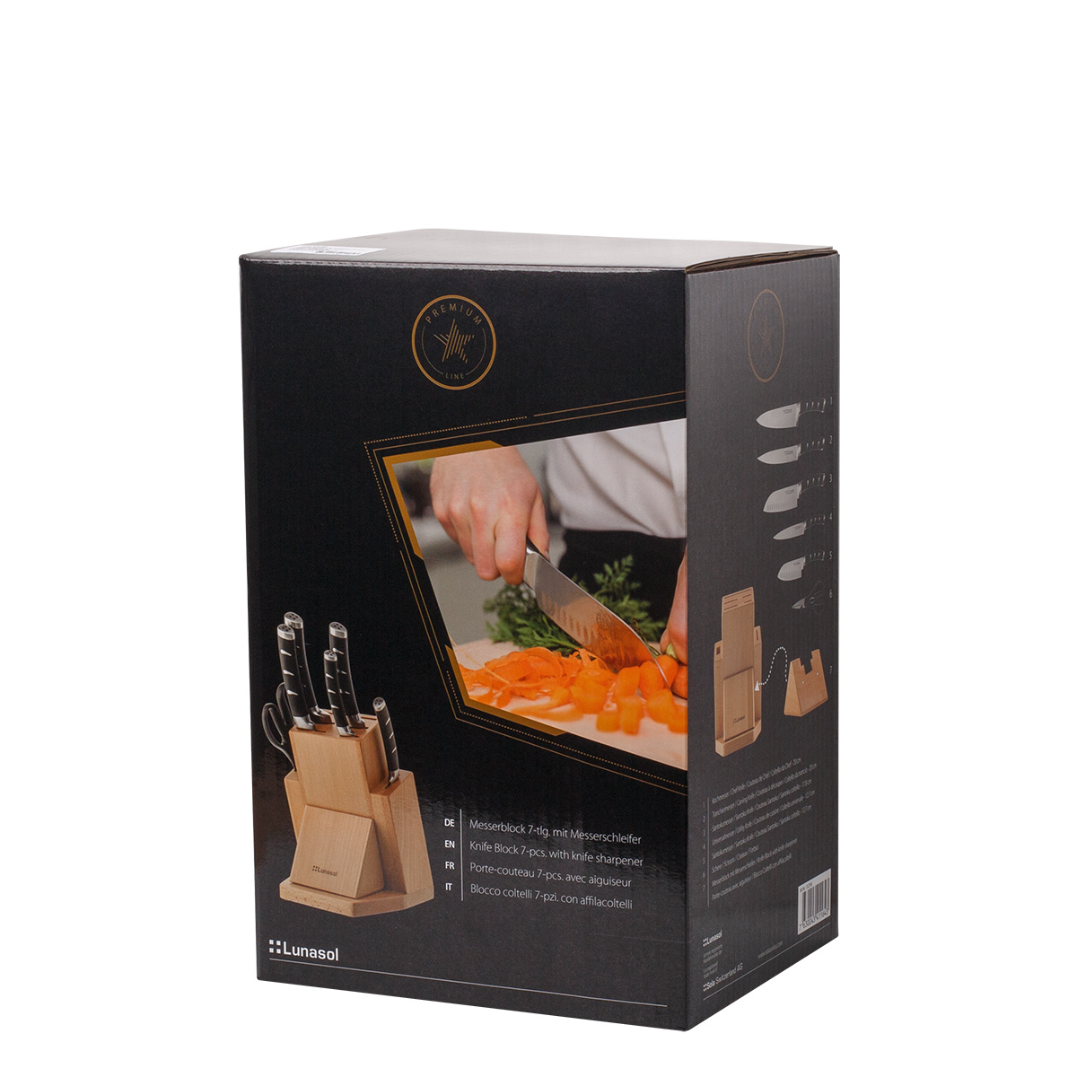 Knife block set with sharpener 7 pcs - Flow Kitchen