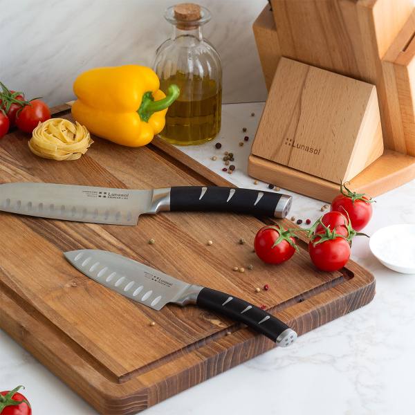 Knife block set with sharpener 7 pcs - Flow Kitchen