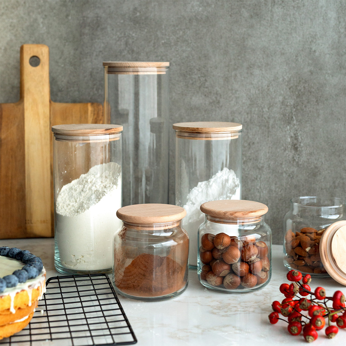 Glass container with lid 1,25 l | Basic Kitchen