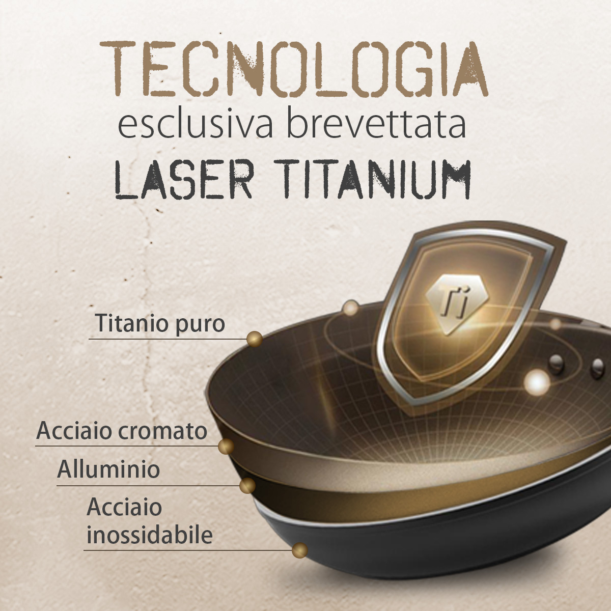 Casseruola con rivestimento in titanio crema Ø 16 cm - Saturn Terra Lunasol