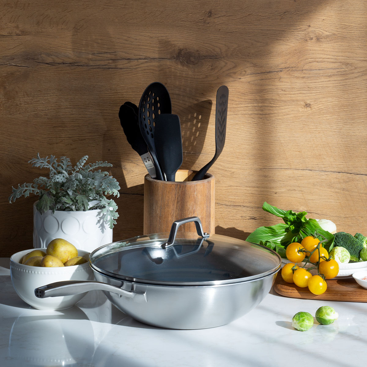 Wok with glass lid ø 30 cm | Sirius Terra