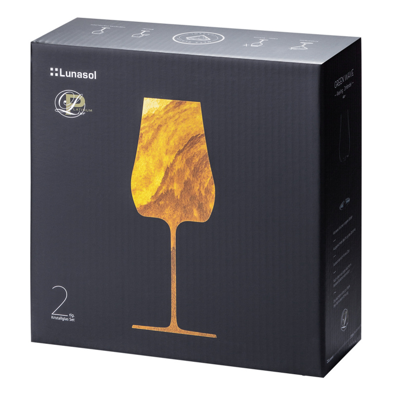 Universal glass 400 ml set 2-piece Green Wave glass Lunasol