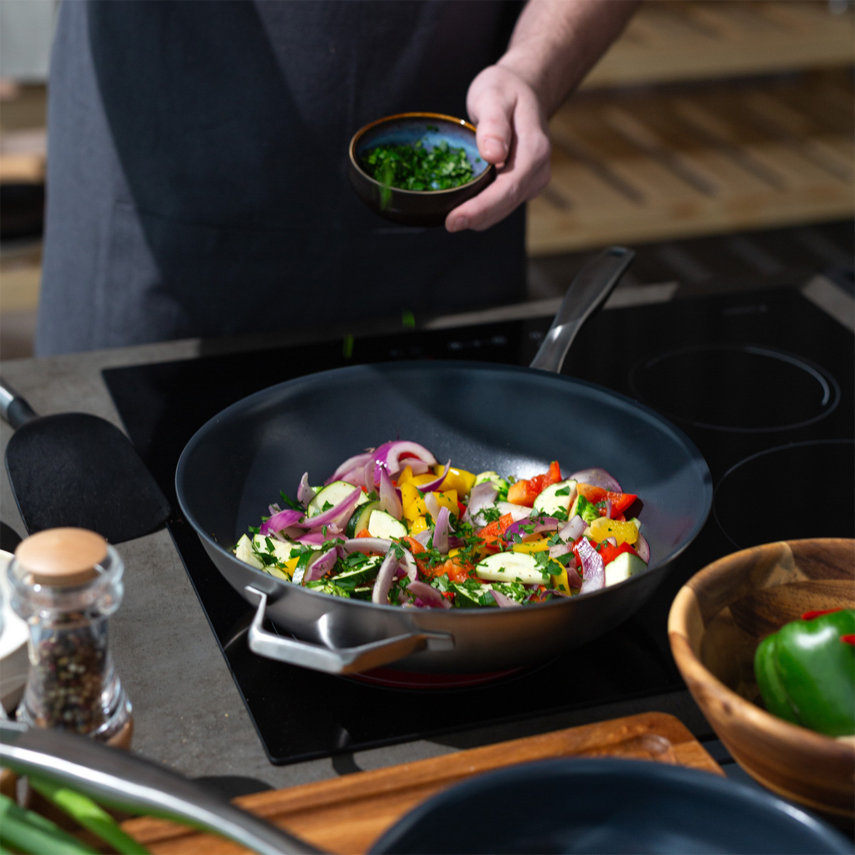 Wok con coperchio in vetro ø 30 cm | Sirius Terra