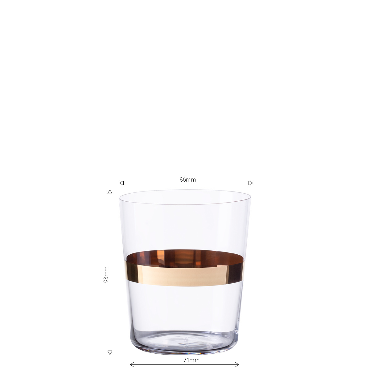 Tumbler Gläser mit Goldstreifen 440 ml 6er Set - 21st Century Glas Lunasol META Glass