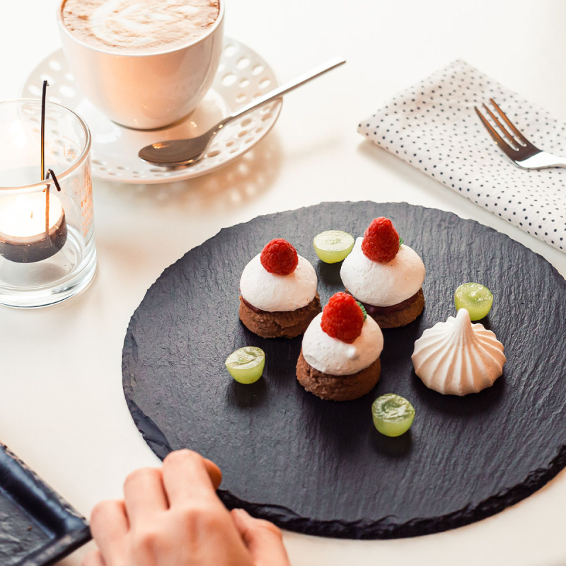 Round slate tray - Flow