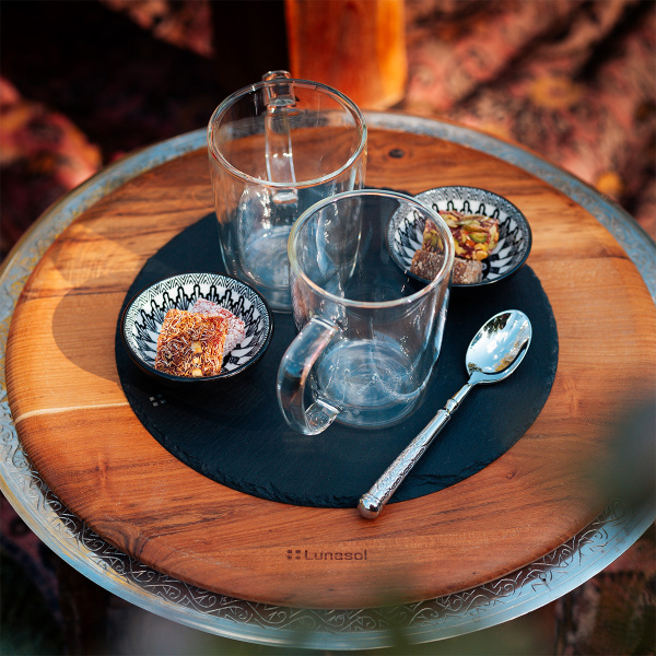 Round slate tray - Flow