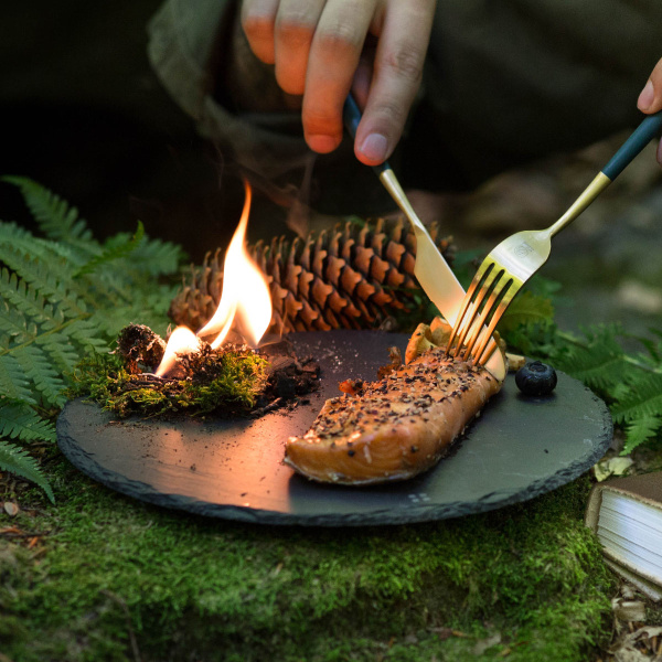 Round slate tray - Flow