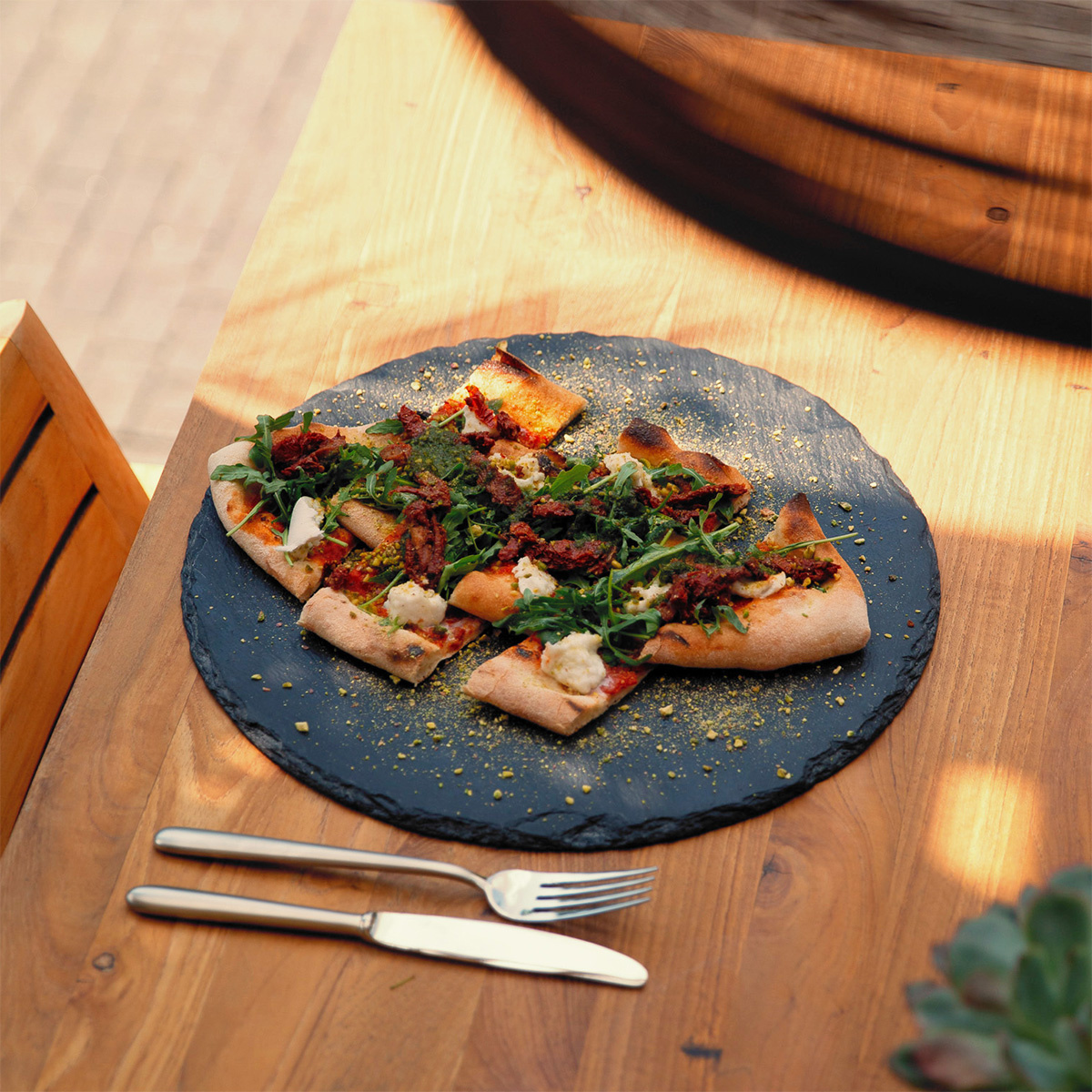 Round slate tray - Flow