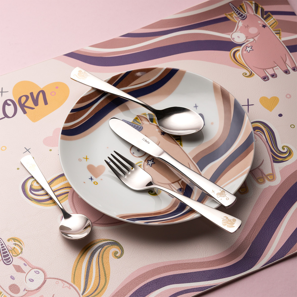Set de couverts enfant Unicorn 4 pcs — KIDS WORLD poliert