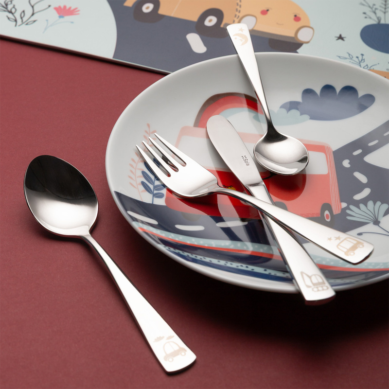 Kids’ cutlery set Cars 4 pcs — KIDS WORLD poliert