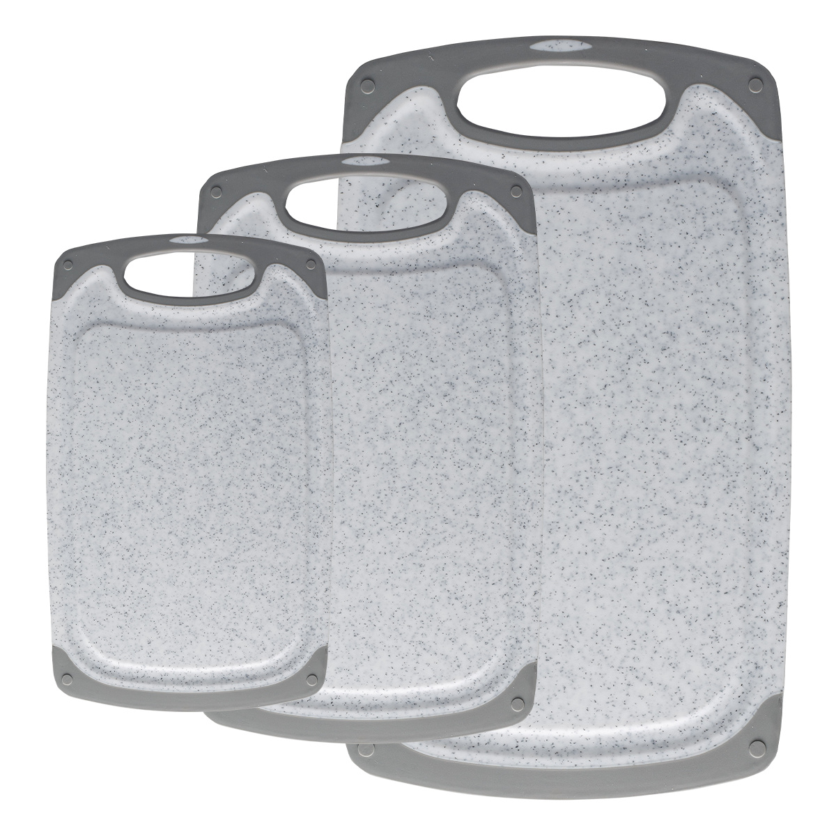 Ensemble de 3 planches à découper antibactériennes grises – BASIC Kitchen
