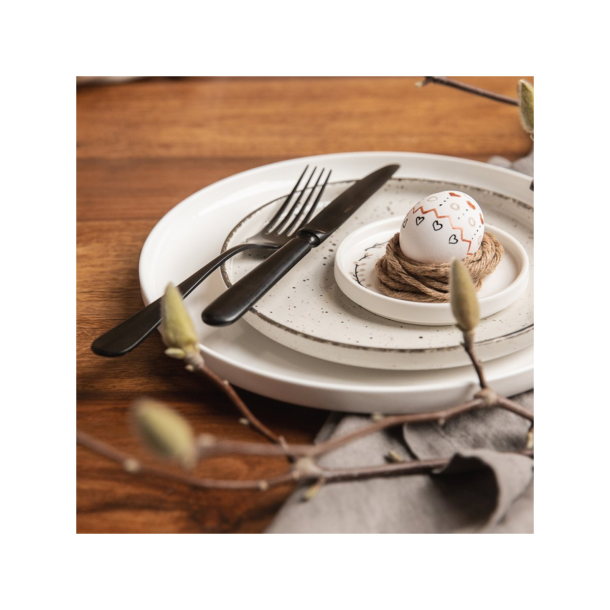 Porcelain set 16 pcs - Gaya Atelier grey speckled