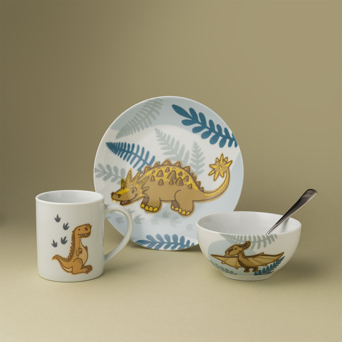 Dino children’s porcelain set 3 pcs – KIDS WORLD