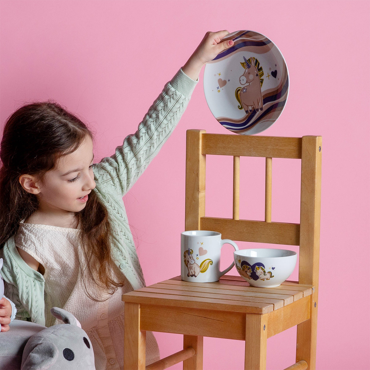 Unicorn children’s porcelain set 3 pcs – KIDS WORLD