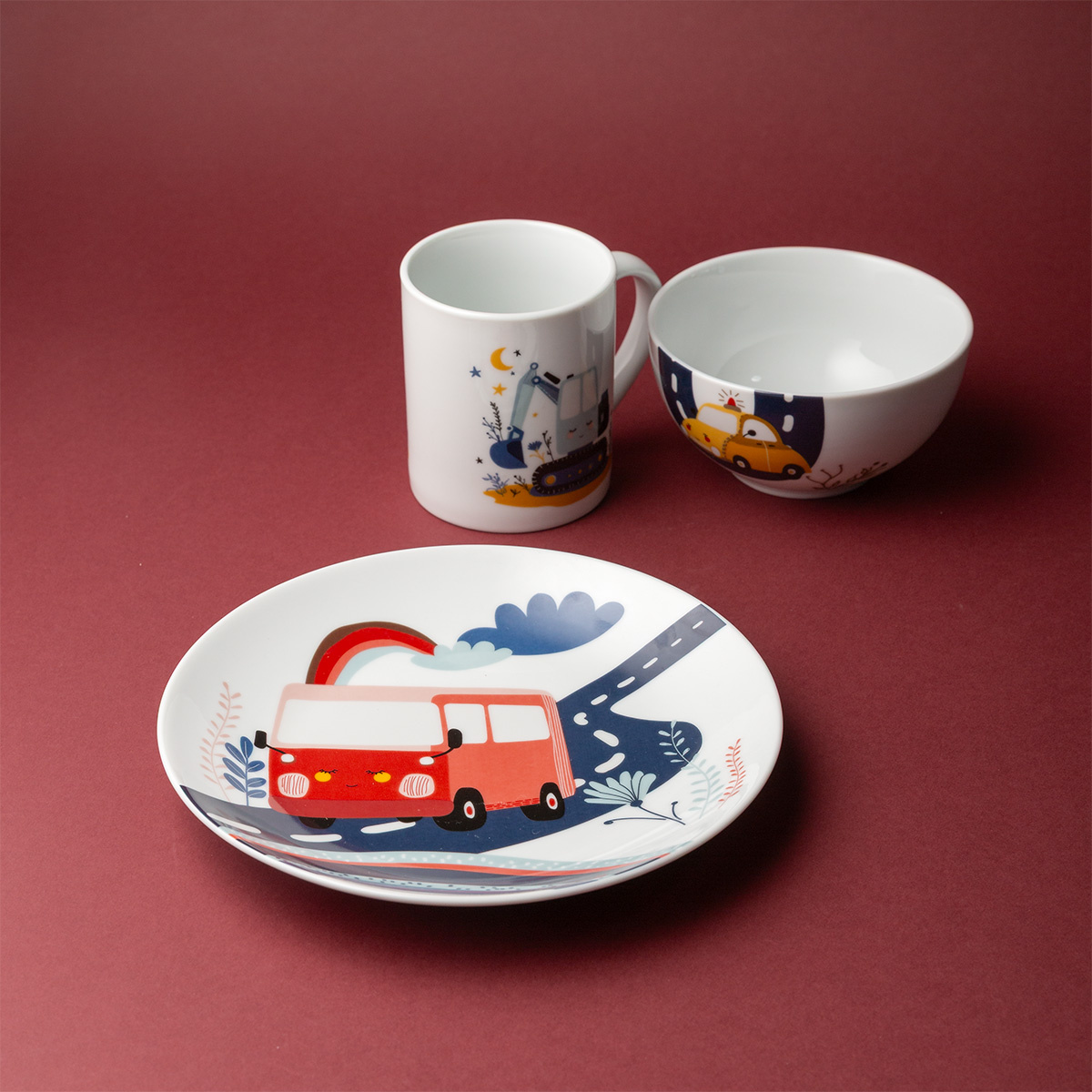 Cars children’s porcelain set 3 pcs – KIDS WORLD