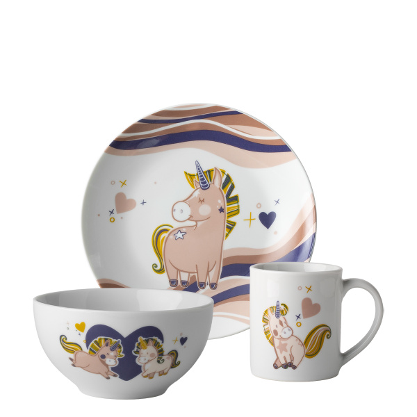 Unicorn children’s porcelain set 3 pcs – KIDS WORLD