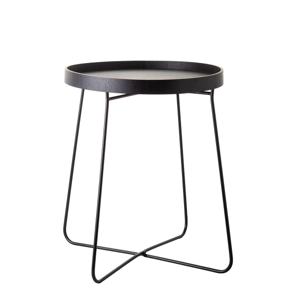 Black stand Ø 40 cm, H: 48 cm – Elements Wood