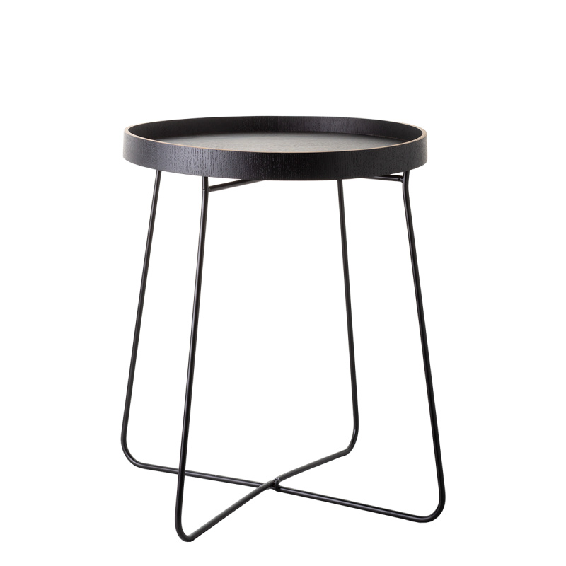 Black stand Ø 40 cm, H: 48 cm – Elements Wood