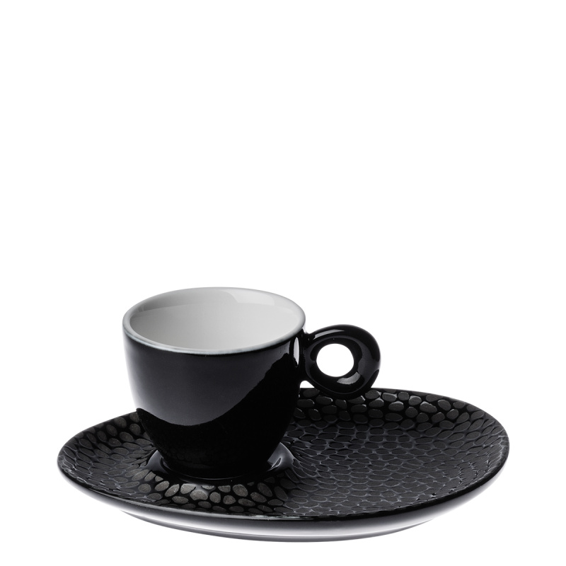 Piattino per Mokka strutturato nero-grigio – Flow