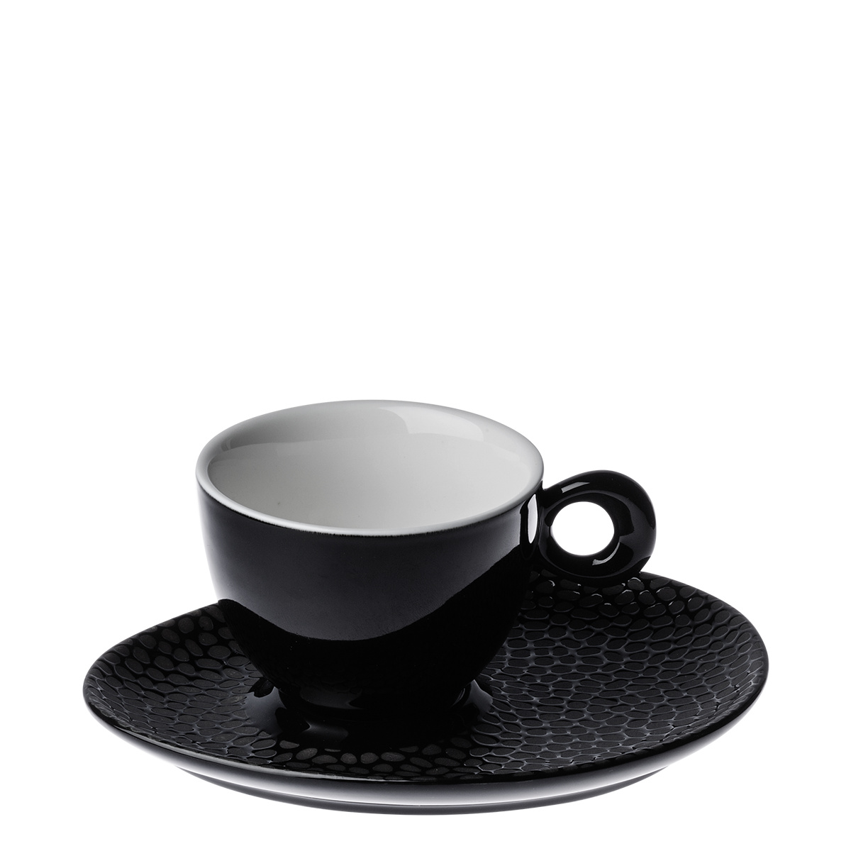 Soucoupe à café structurée noir-gris – Flow