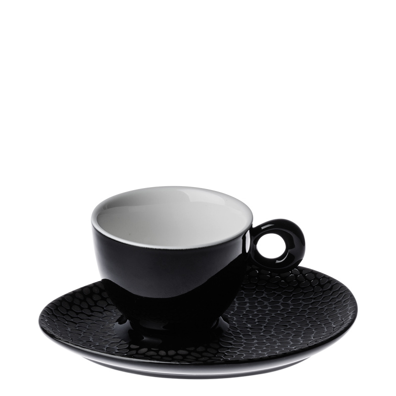 Piattino da caffè strutturato nero-grigio – Flow
