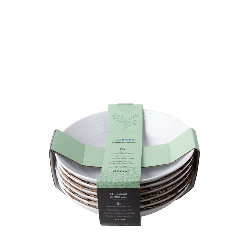 Piatto fondo Coupe classic Deco 22 cm set 6 pezzi – UNIVERS bianco