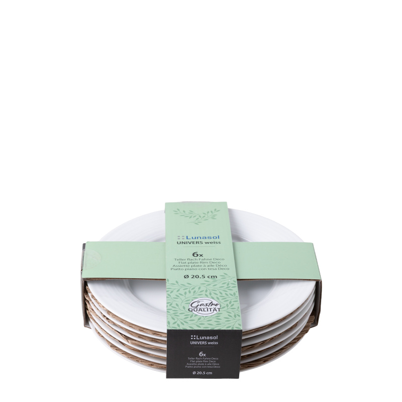 Piatto piano con bordo Deco 20,5 cm set 6 pezzi – UNIVERS bianco