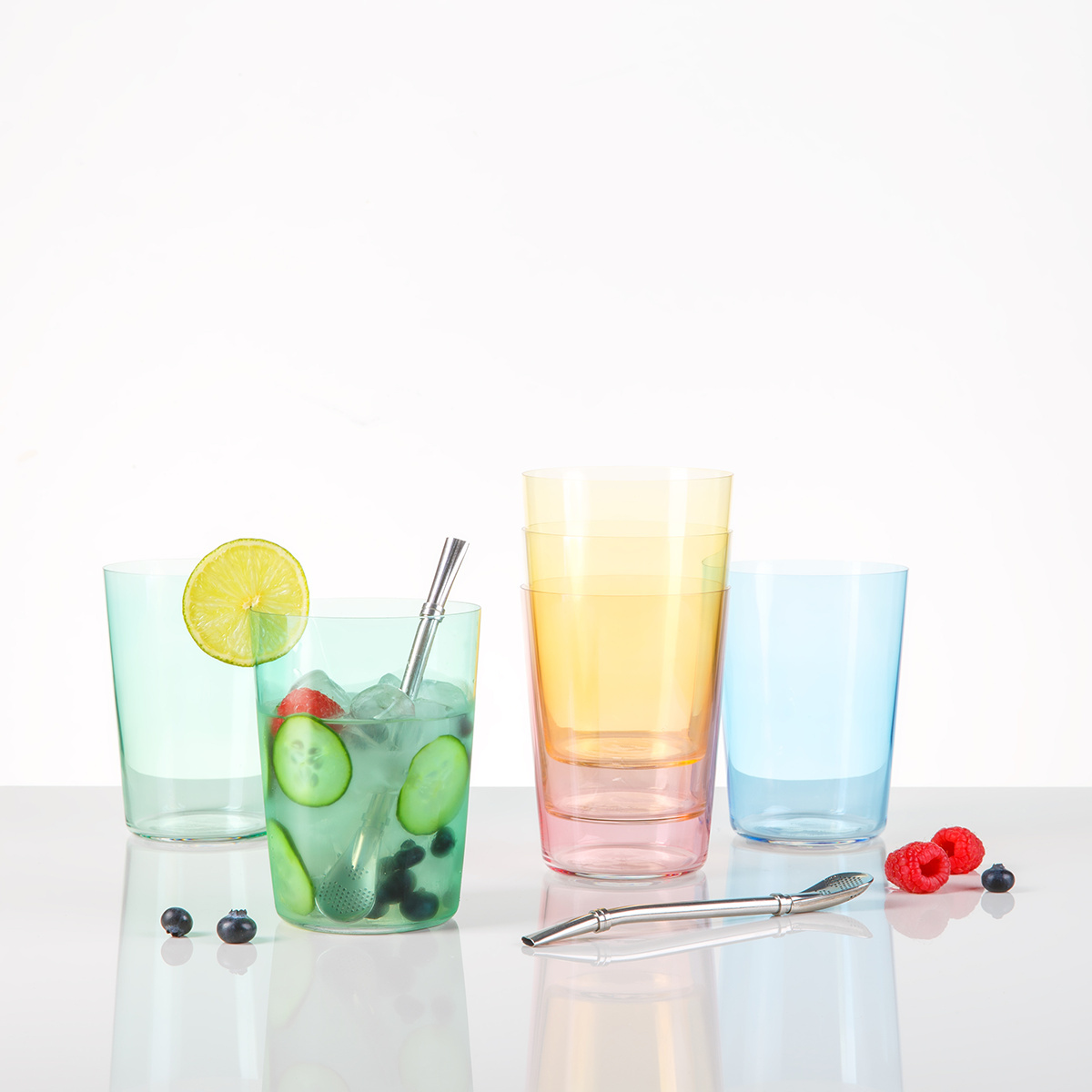 Verre long drink de 515 ml couleur gris clair - 21st Century Glass Lunasol Color