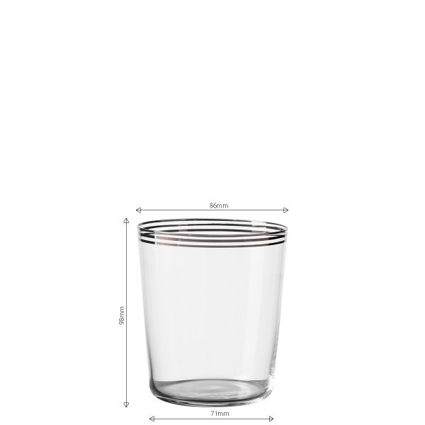 Tumbler glasses with three platinum stripes 440 ml set of 6 - 21st Century Glas