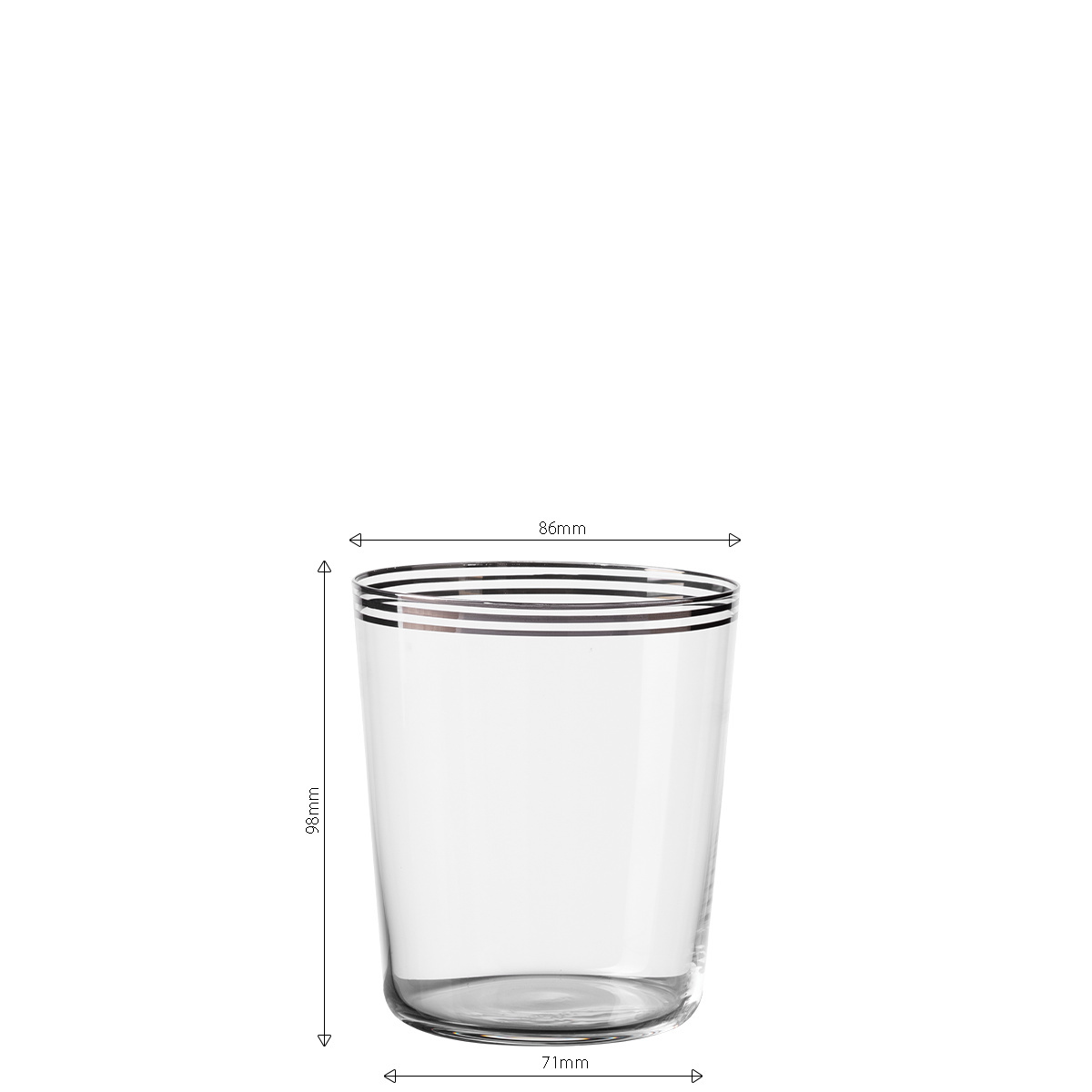 Tumbler glasses with three platinum stripes 440 ml set of 6 - 21st Century Glas