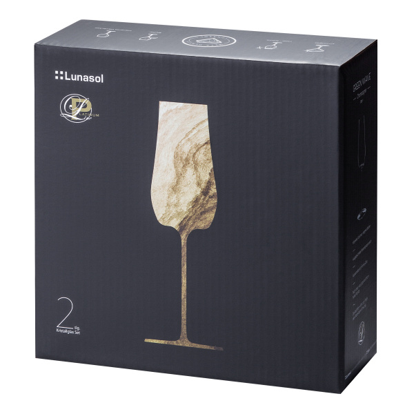 Champagner-Glas 220 ml Set 2-tlg. Green Wave Glas Lunasol
