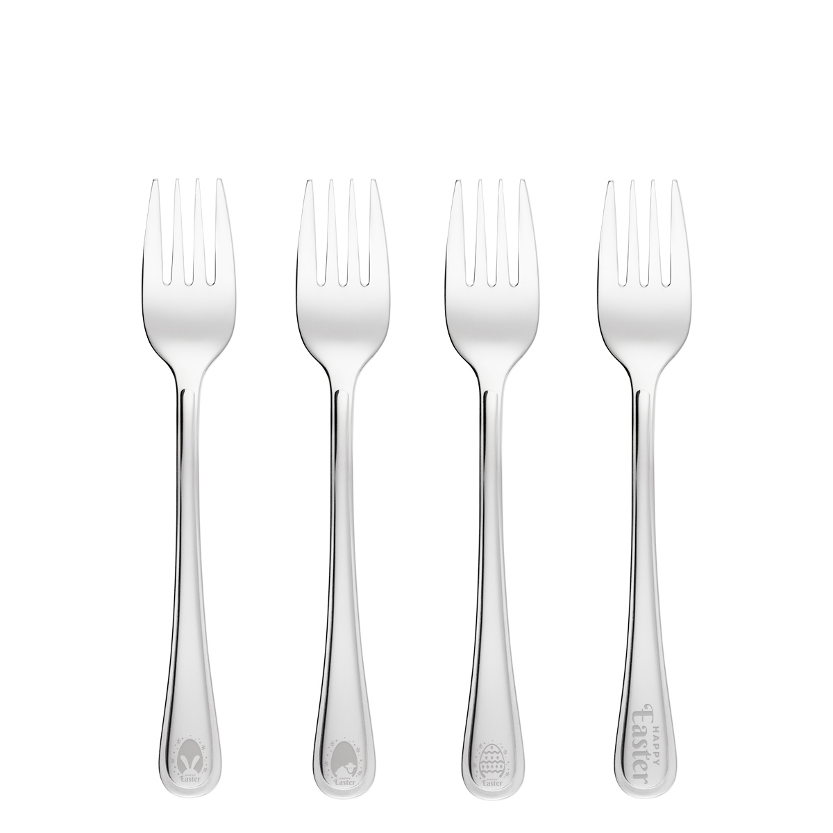 Set of 4 Pastry Forks with Easter Laser Engraving - Roma