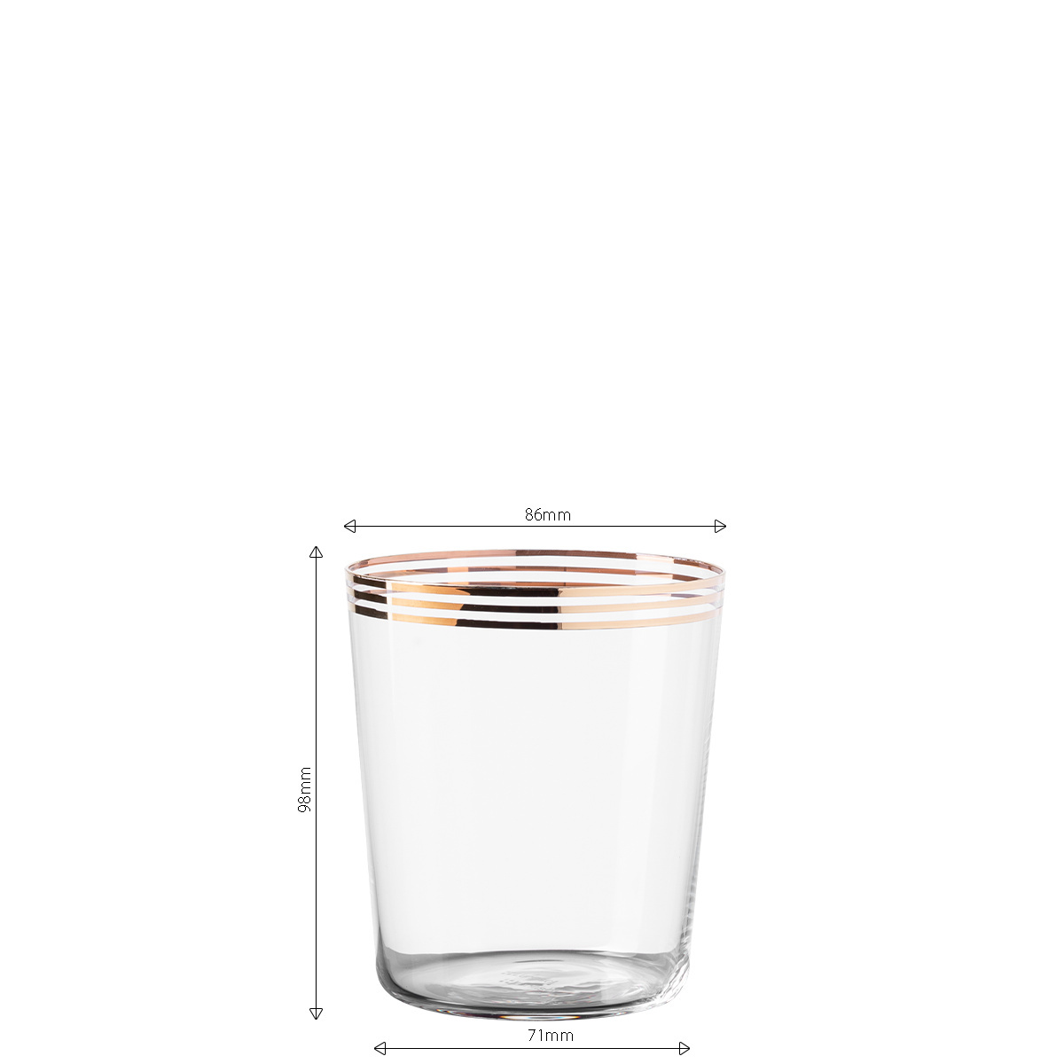 Tumbler glasses with three gold stripes 440 ml set of 6 - 21st Century Glas