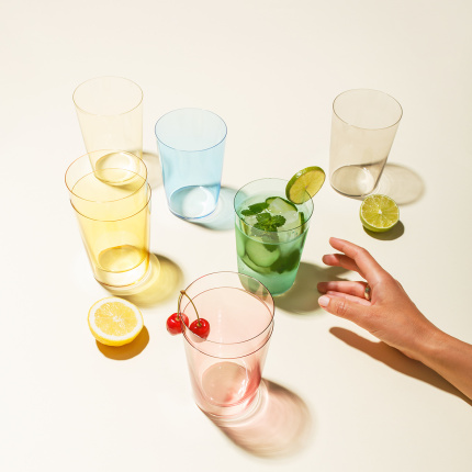Ensemble de 6 verres à long drink en verre 21st Century Glas Lunasol Color Mix de 515 ml