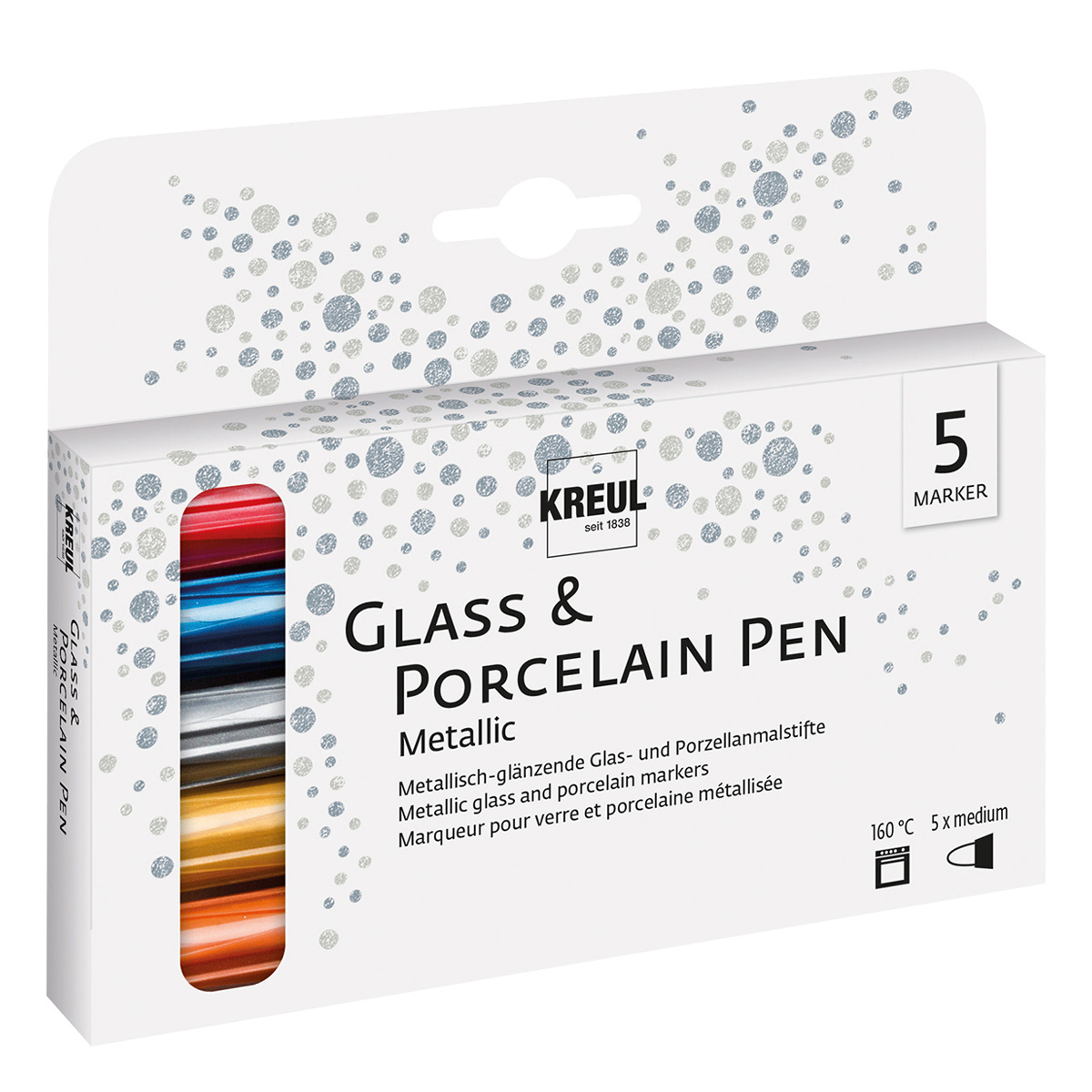 Metallic markers for porcelain and glass 5-piece set – KREUL