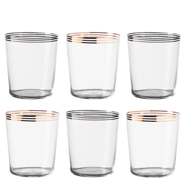 21st Century Glas Lunasol Set 6-tlg Gold/Platin 3 Streifen Mix