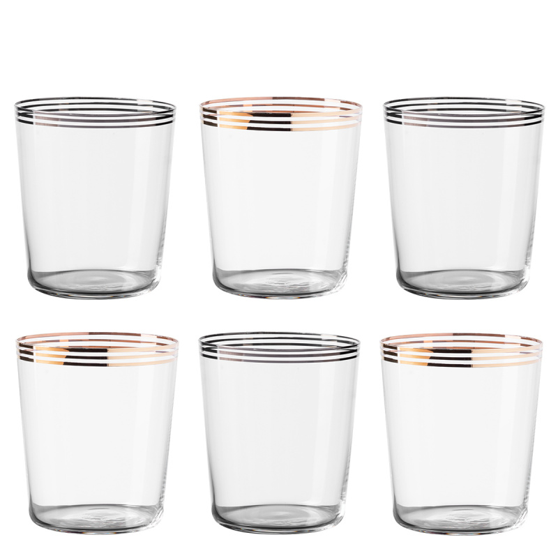 21st Century Glass Lunasol Set 6 pezzi Oro/Platino a 3 strisce miste