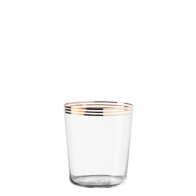 Tumbler glasses with three gold stripes 440 ml set of 6 - 21st Century Glas
