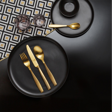 24-Piece Cutlery Set - Gaya All Satin Gold - Chevron