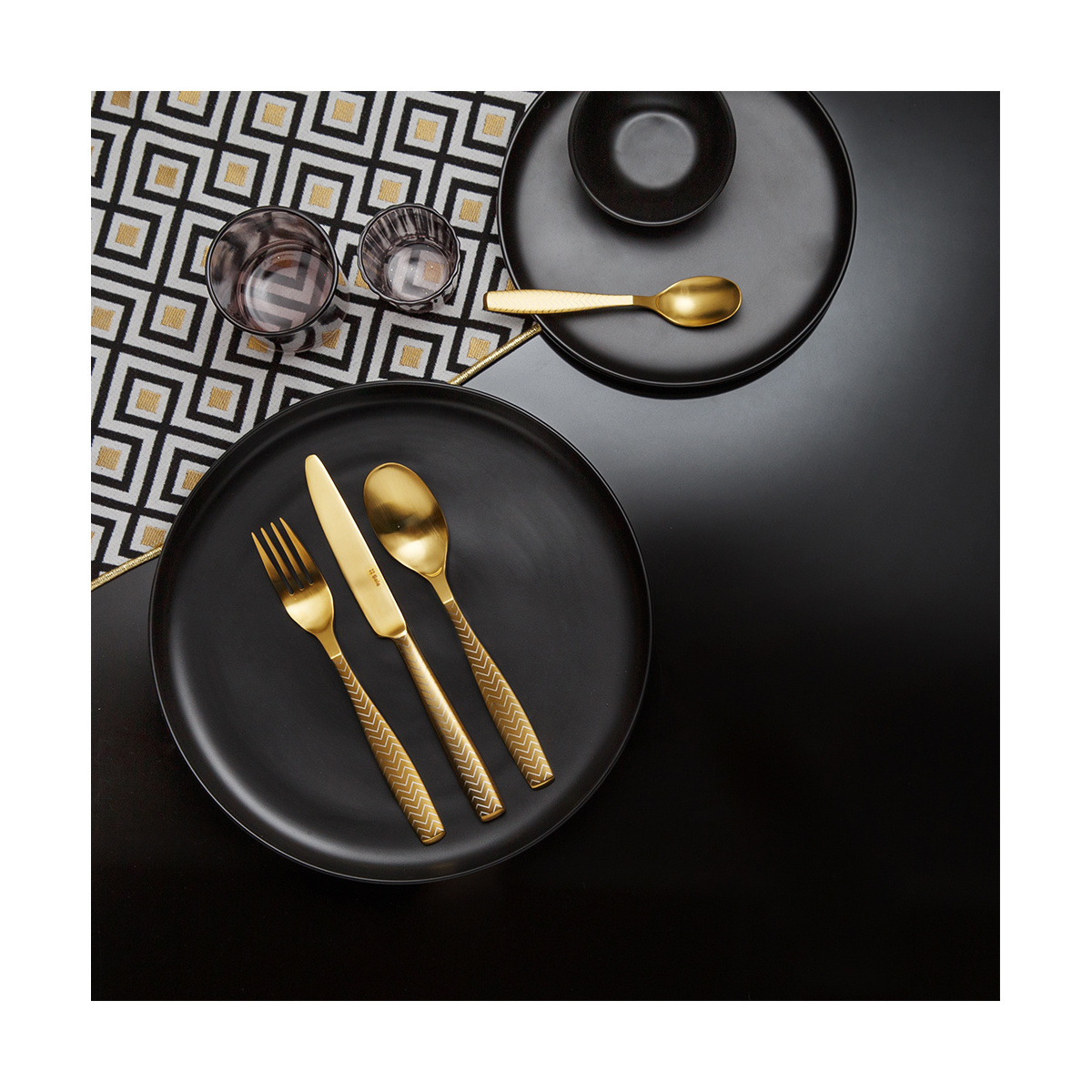 24-Piece Cutlery Set - Gaya All Satin Gold - Chevron